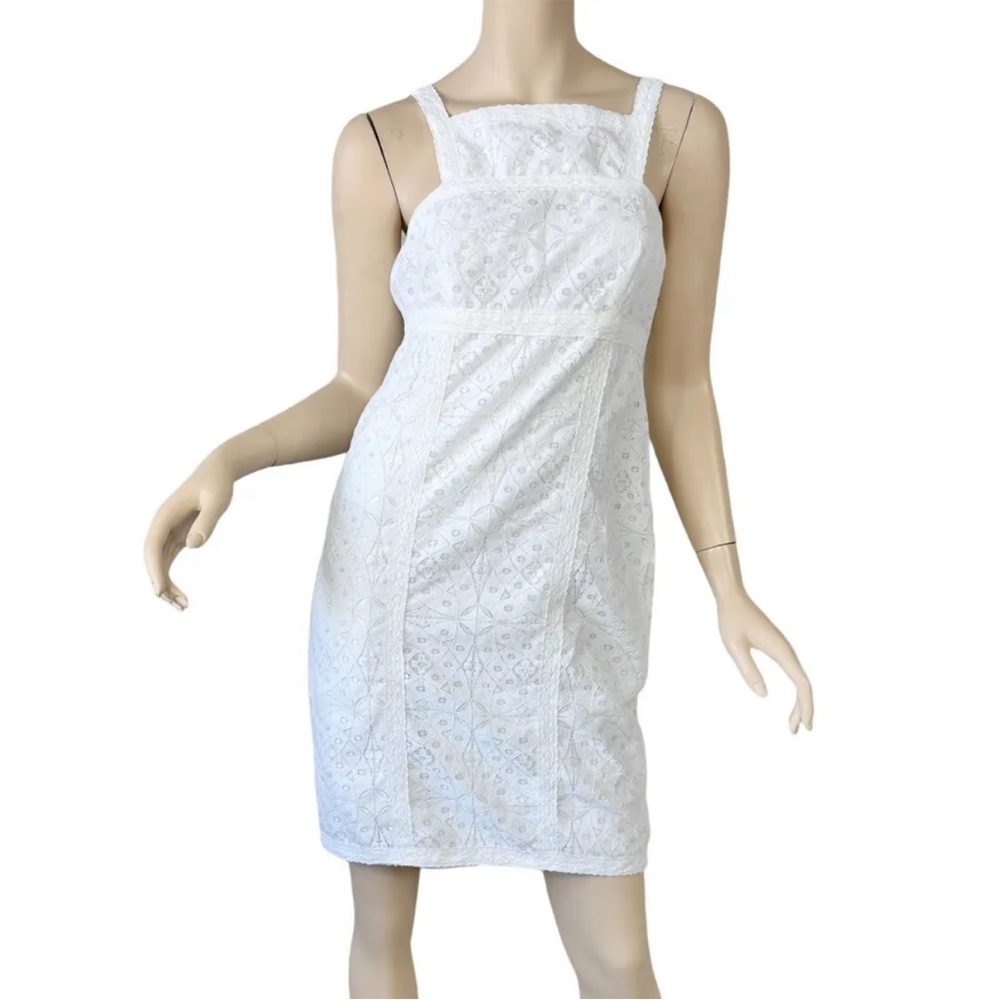 Max Studio Apron Dress White Lace Empire Waist Sleeveless Size Medium